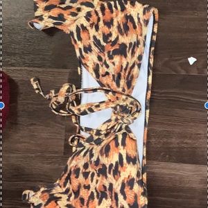 Cheetah off the shoulder bathing suit (never worn)